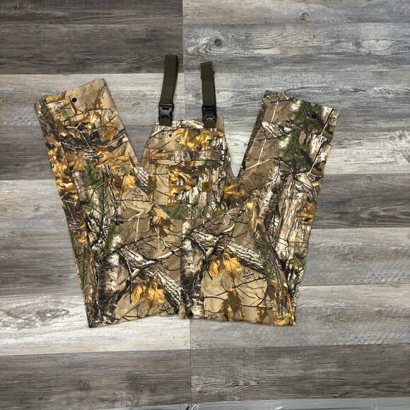 Carhartt Realtree Camouflage Shoreline Men M Nylon Hunting Camo Bib Overalls EUC - Picture 2 of 15